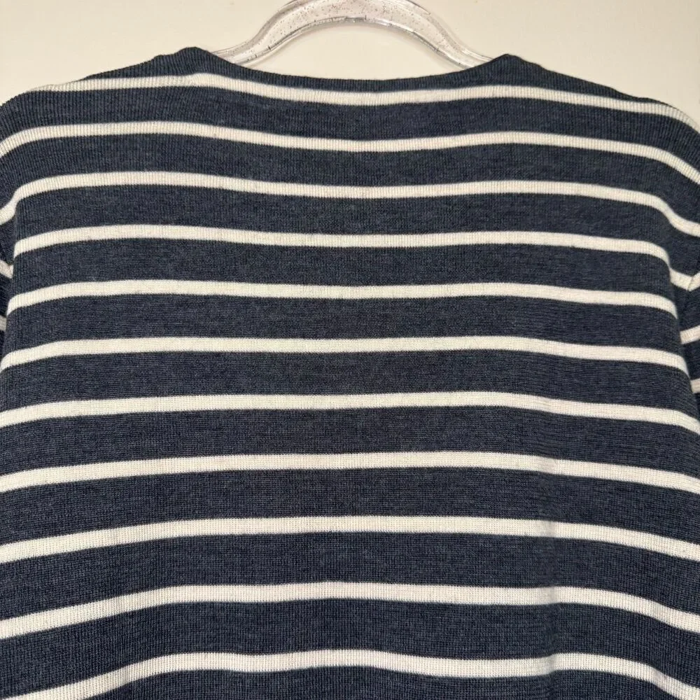 TORY BURCH women's size large L 100% merino wool striped pullover tunic sweater